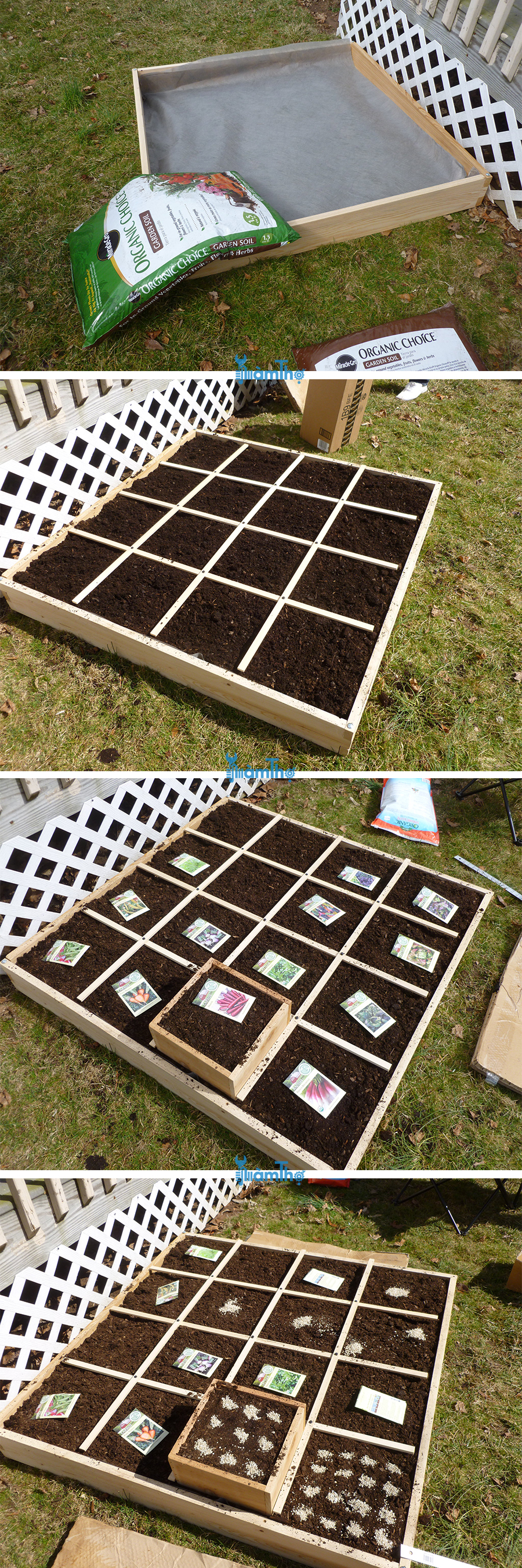Cách làm vườn bằng chân vuông
